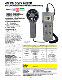 Thumbnail of document Data Sheet - HHF11A Air Velocity/Humidity/Dew Point/Wet Bulb/ Air Volume Meter